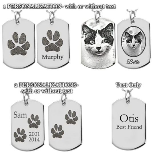 Personalized Pet Urn Information Square Pendant Necklace Detachable Stainless Steel Custom Paw Print Necklace