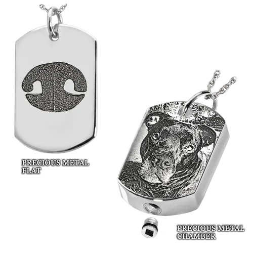 Personalized Pet Urn Information Square Pendant Necklace Detachable Stainless Steel Custom Paw Print Necklace