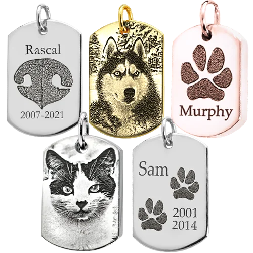 Personalized Pet Urn Information Square Pendant Necklace Detachable Stainless Steel Custom Paw Print Necklace