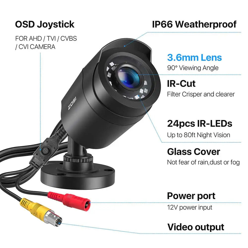 80ft Night Vision, Outdoor Weatherproof Surveillance Camera