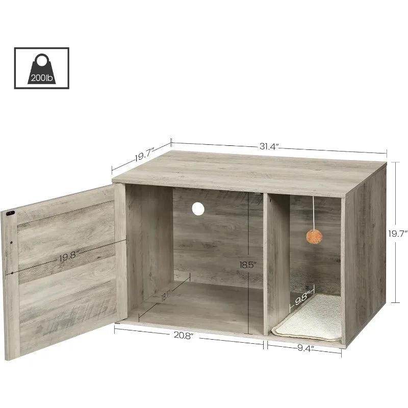 Cat Litter Box Enclosure with Rattan Door