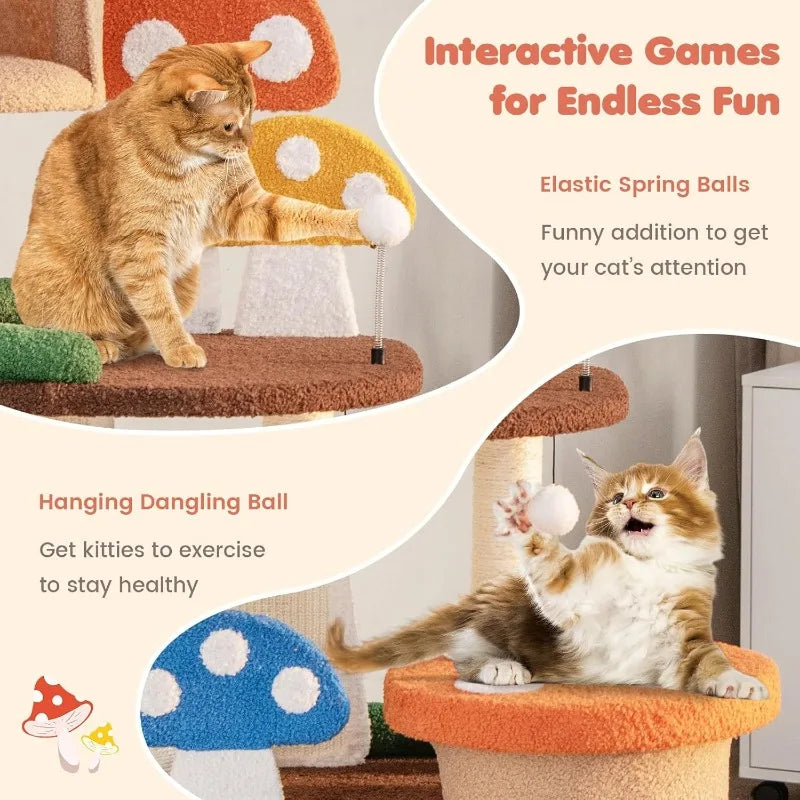 Multi-Level Mushroom Cute Cat Tree-Tower