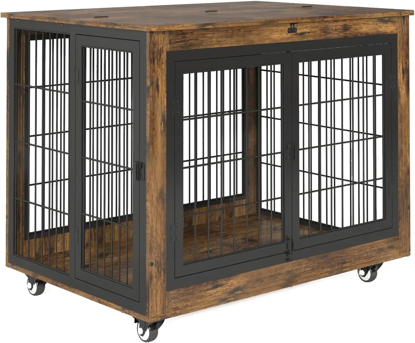 Dog Crate Furniture with Flip-Top, 38 Inch Double Doors