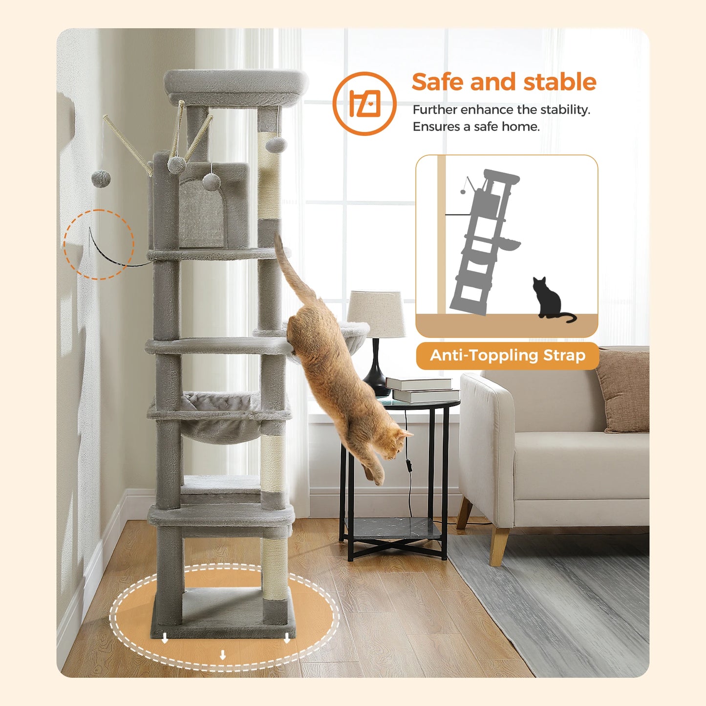 Indoor Large Cats Tall Cat Tower for Fat Cats