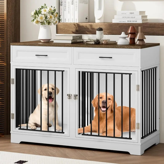 Dog Crate Furniture 47" Wooden Dog Kennels for Dogs Indoor