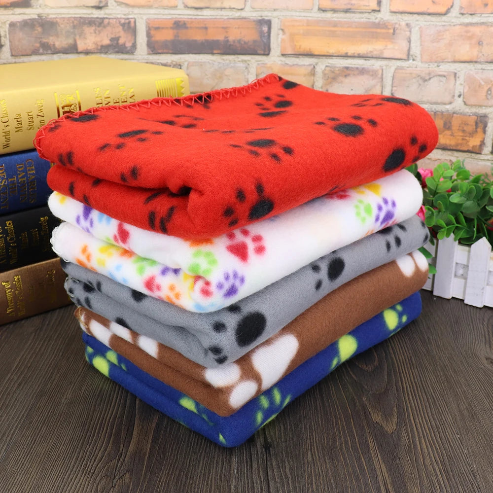 Fluffy & Soft Cozy Dog Blanket W/Paw Print Design