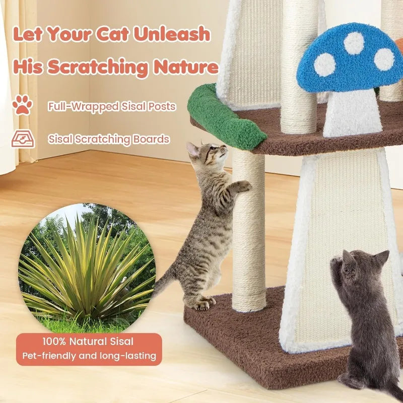 Multi-Level Mushroom Cute Cat Tree-Tower