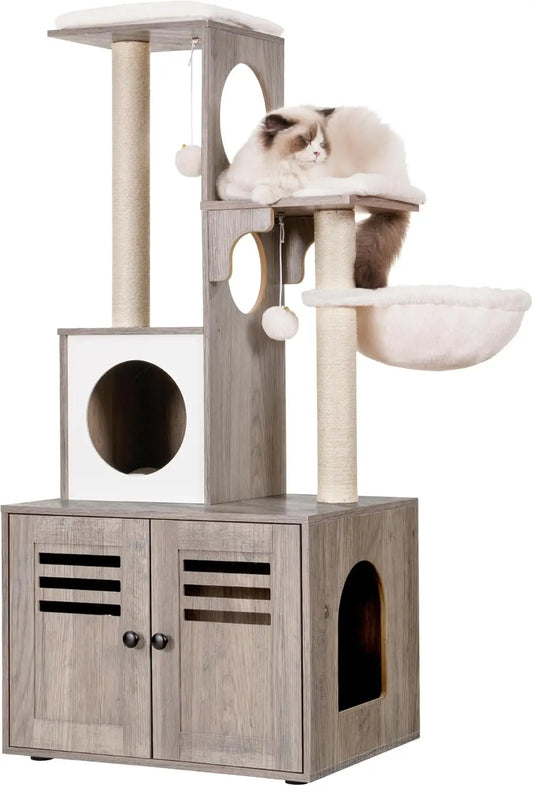 Cat tree/condo, Wood Litter Box Enclosure W/Food Station