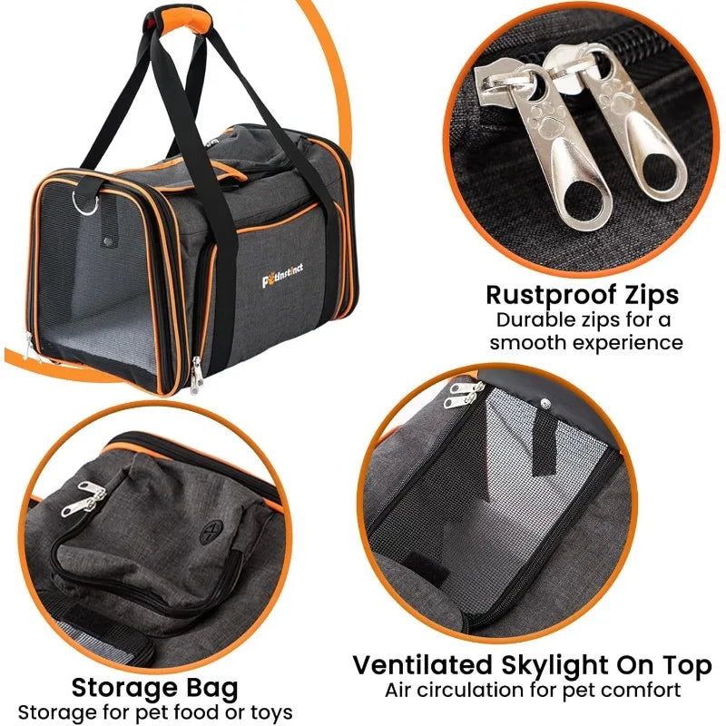 Expandable Pet Carrier, 18"x11"x11" TSA Airline Approved