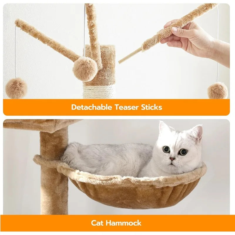 Cat Tree Tower with Litter Box Enclosure for Indoor Cats