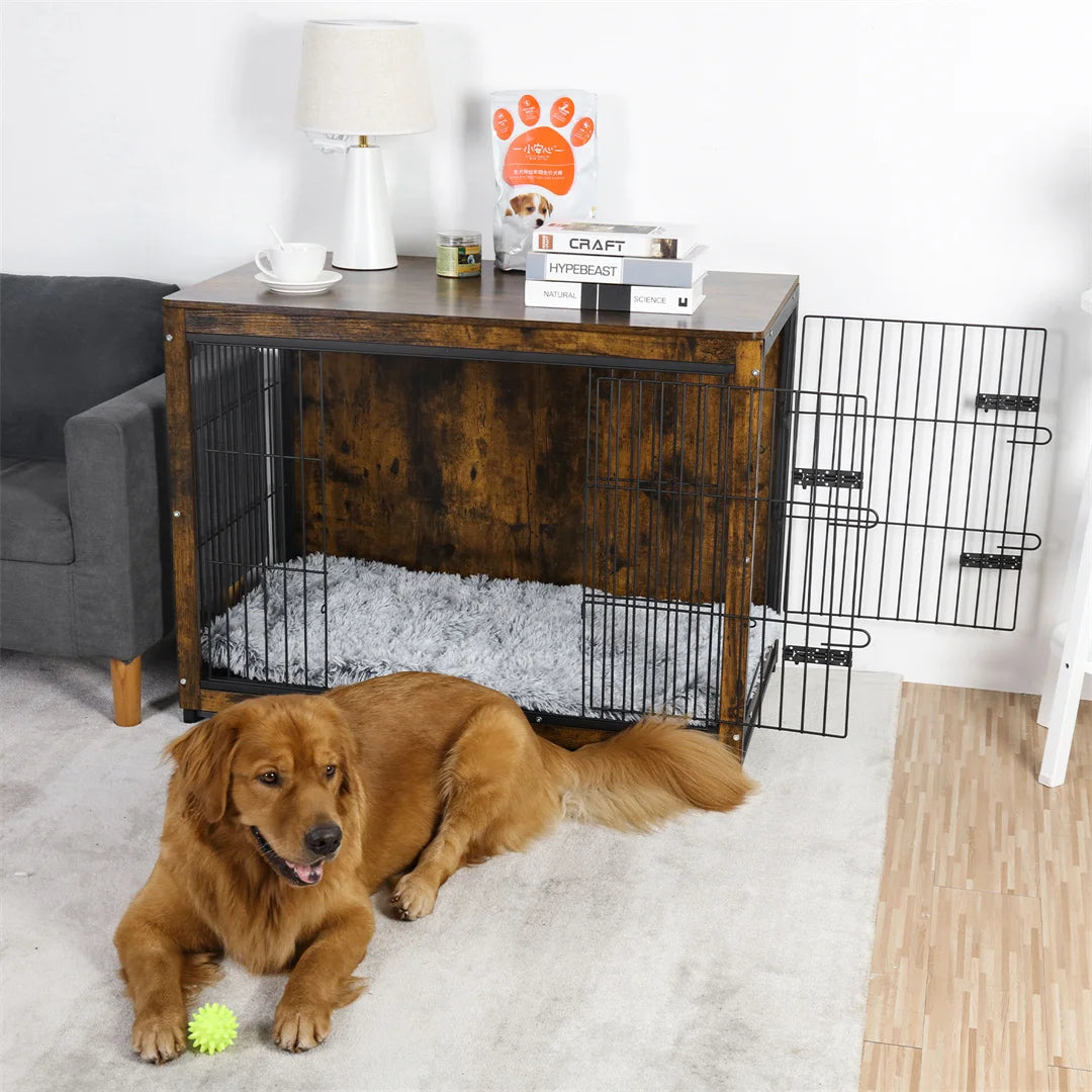 End Table Pet Kennel Crate Indoor Wooden Furniture Brown