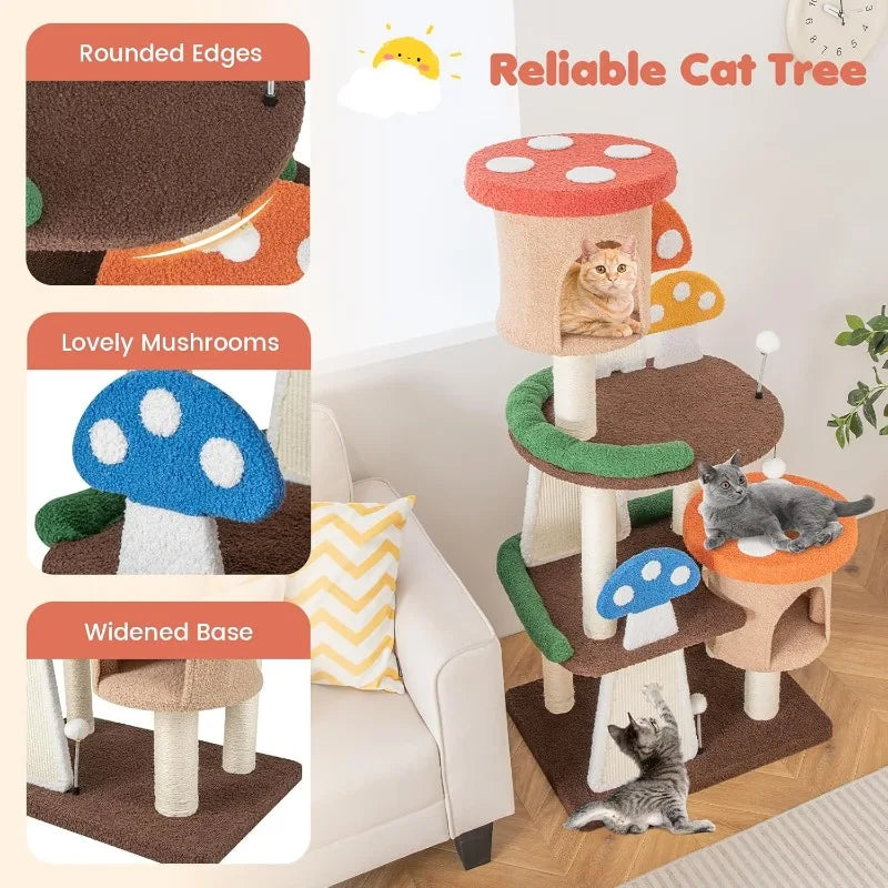 Multi-Level Mushroom Cute Cat Tree-Tower