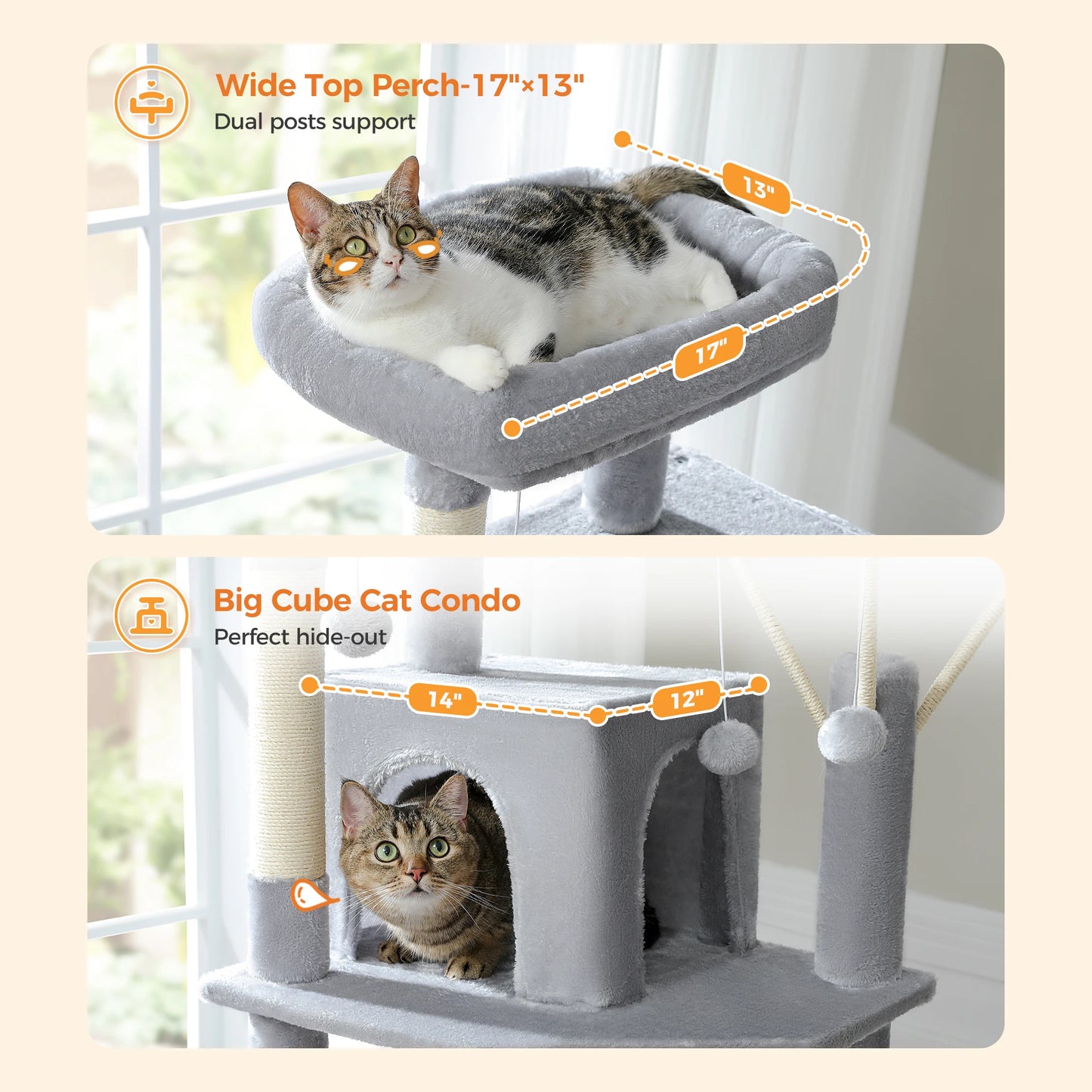 Indoor Large Cats Tall Cat Tower for Fat Cats