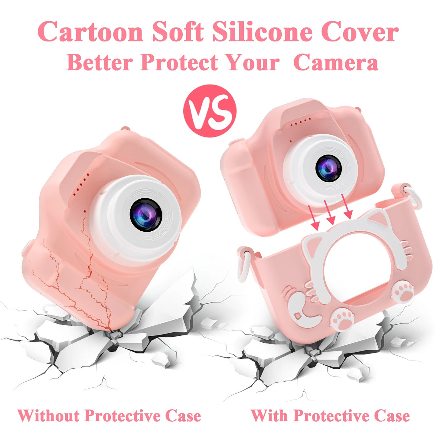 Cute Cat Children Camera, With Silicone Cases