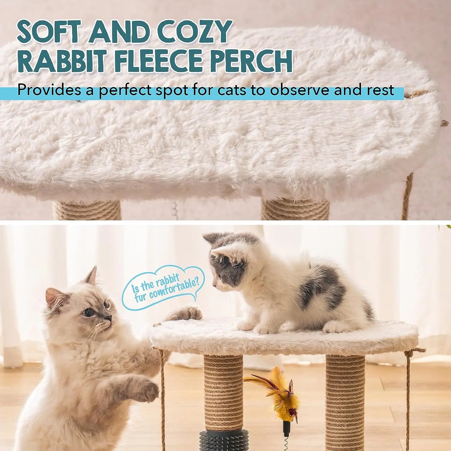 Scratching Post for Indoor Cats with Soft Rabbit Fleece Perch