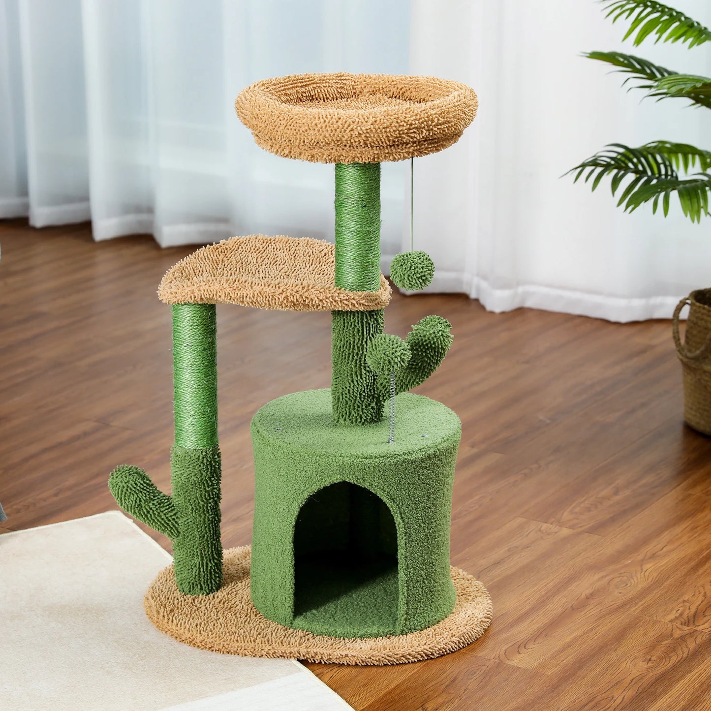 Festive Cat Scratching Post Cactus Tree Tower