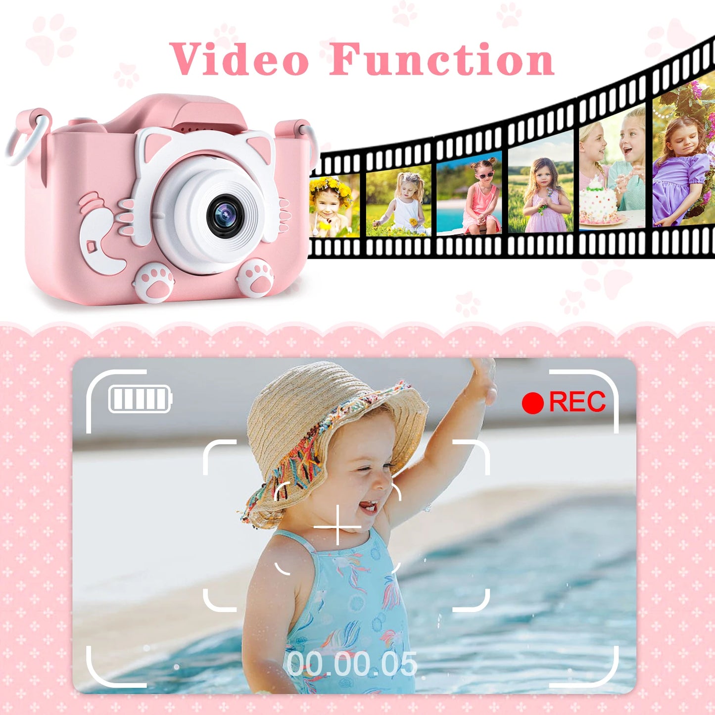 Cute Cat Children Camera, With Silicone Cases