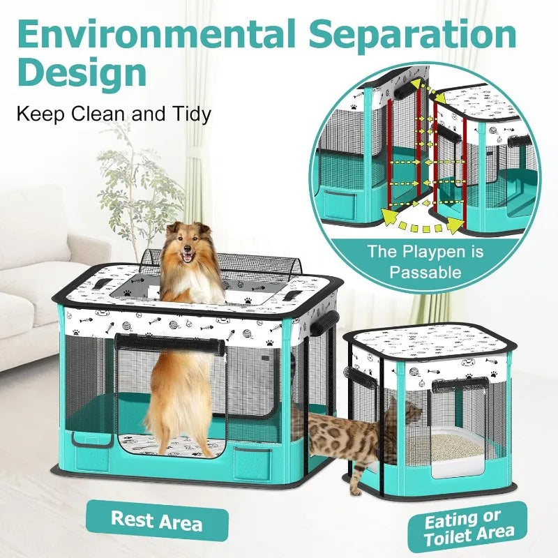 Kitten/Puppy Playpen, Collapsible Cats Enclosure Cages/Tent,