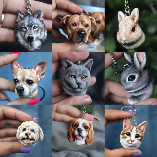 Custom 3D Pet Portrait Pendant Personalized Pet Keychain