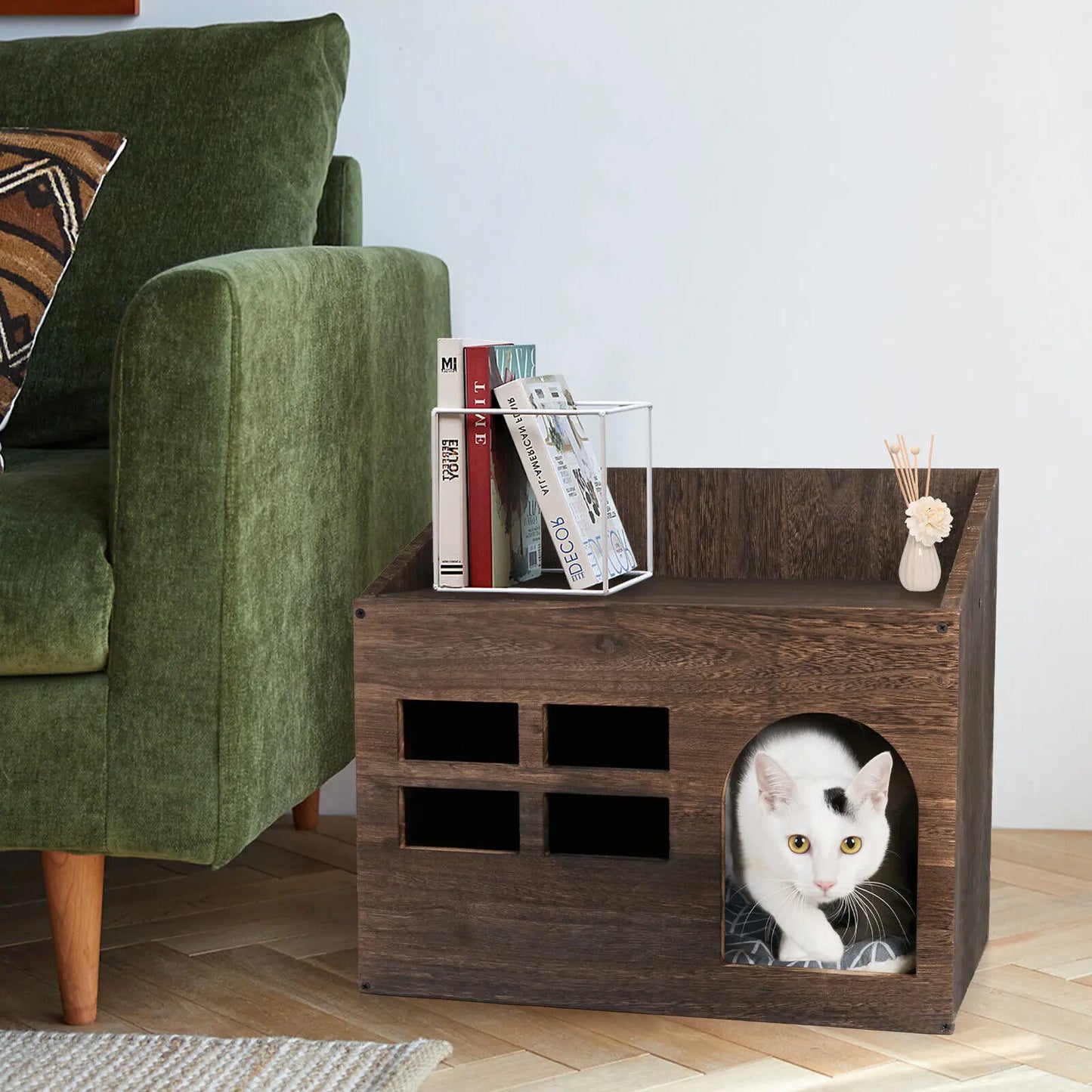 Solid Wooden Cat Litter Box