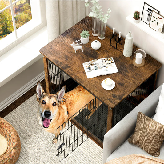 End Table Pet Kennel Crate Indoor Wooden Furniture Brown