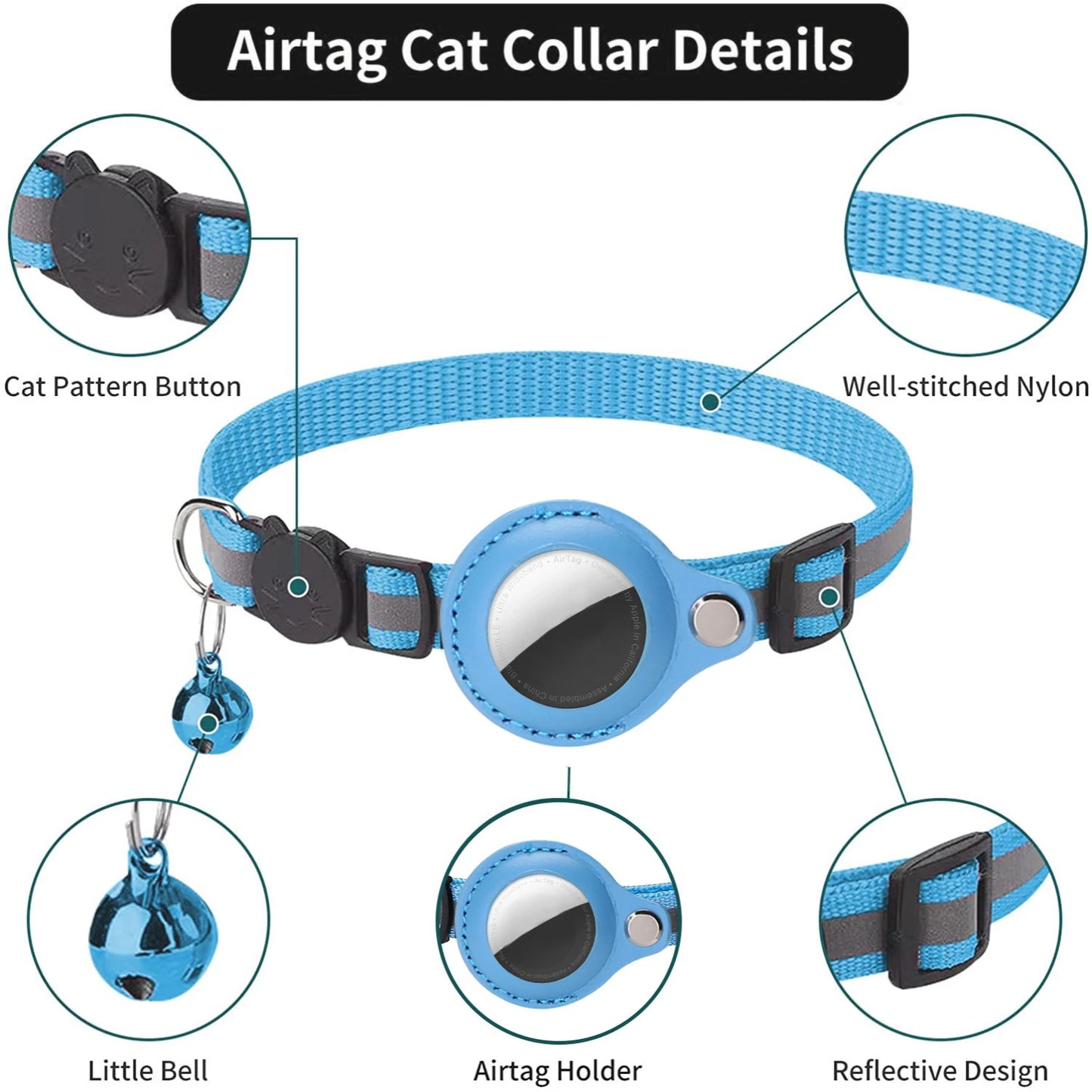 Waterproof Adjustable Heavy-Duty Cat Collar with Reflective Strips