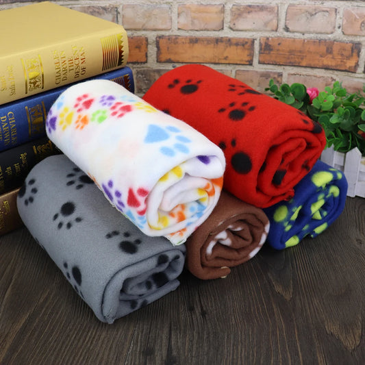 Fluffy & Soft Cozy Dog Blanket W/Paw Print Design