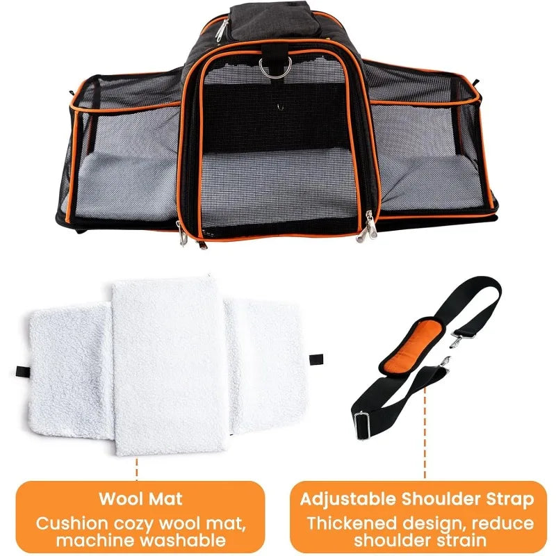 Expandable Pet Carrier, 18"x11"x11" TSA Airline Approved