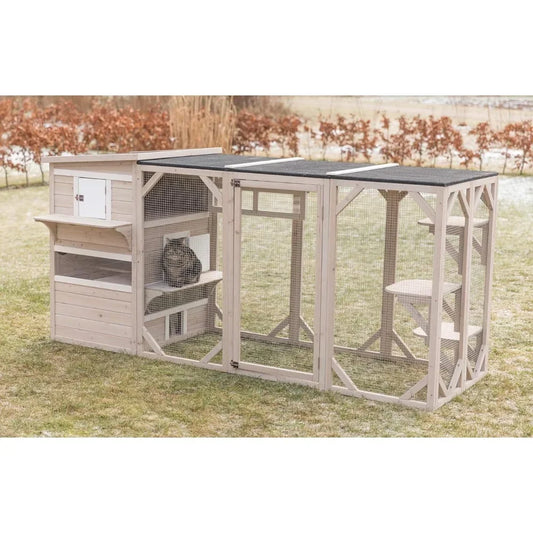 Outdoor Catio Large Cat Playpen With Platforms & Pet Run