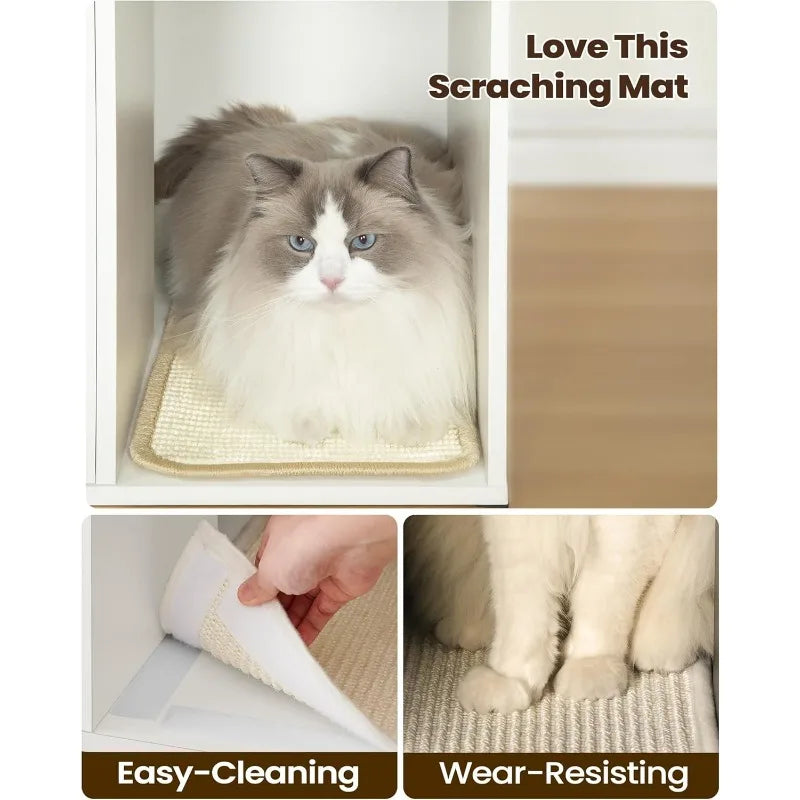 Cat Litter Box Enclosure with Rattan Door