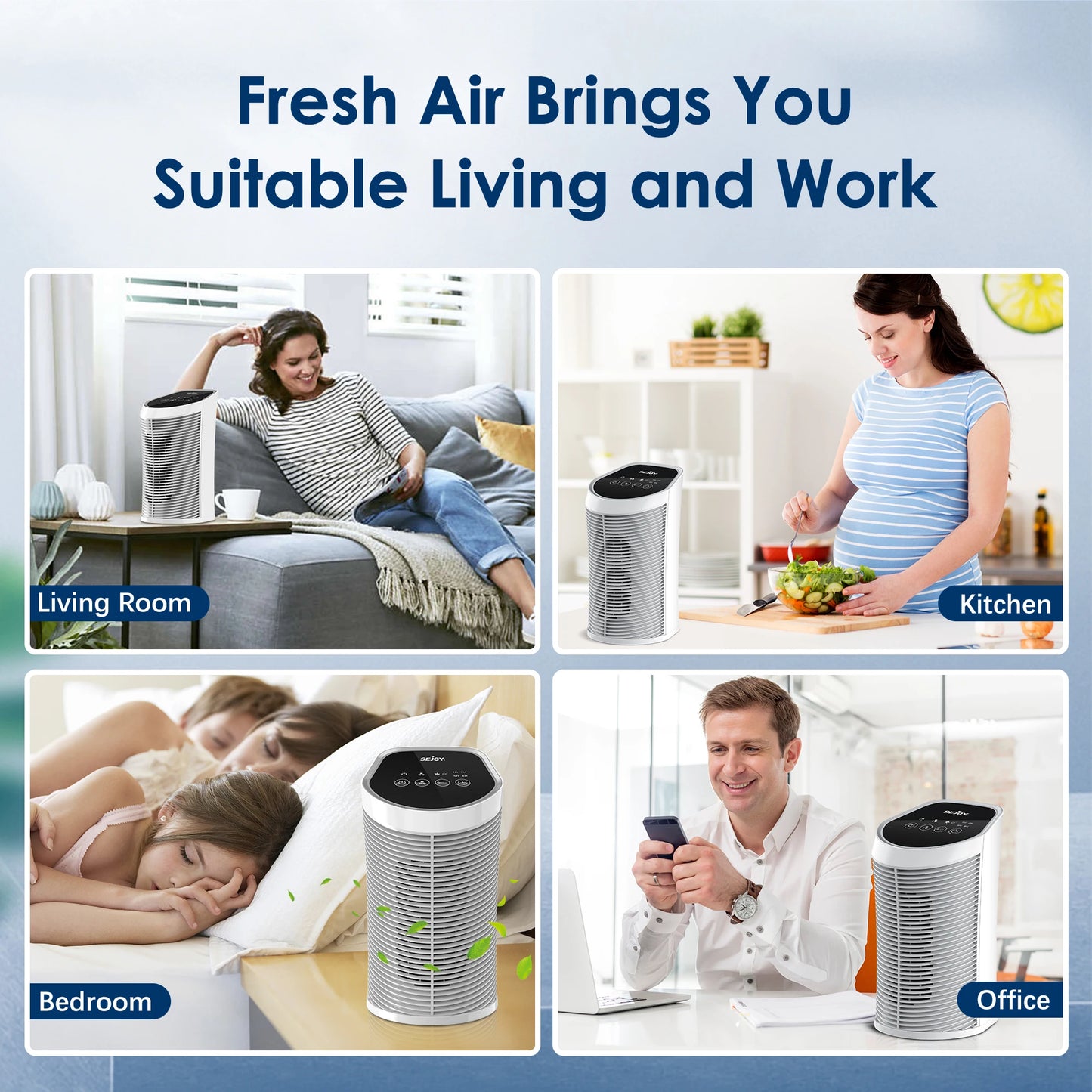 Sejoy Air Purifier HEPA Filter For Indoor 200 Square Feet