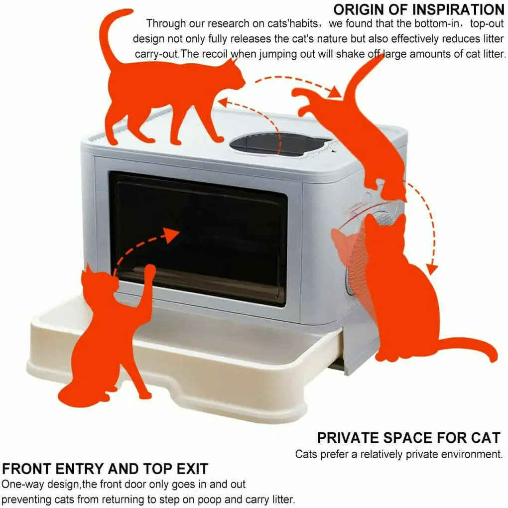 Foldable Cat Litter Box Front Entry & Top Exit