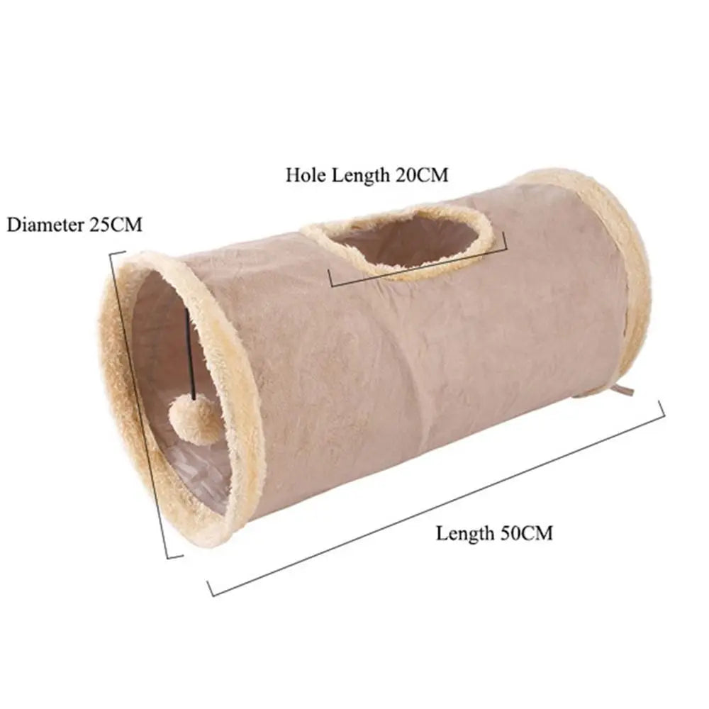 Soft and Cozy Collapsible Cat Tunnel - Great for Hide-n-Seek, Peek-a-Boo & Chase