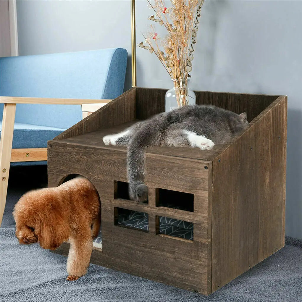 Solid Wooden Cat Litter Box