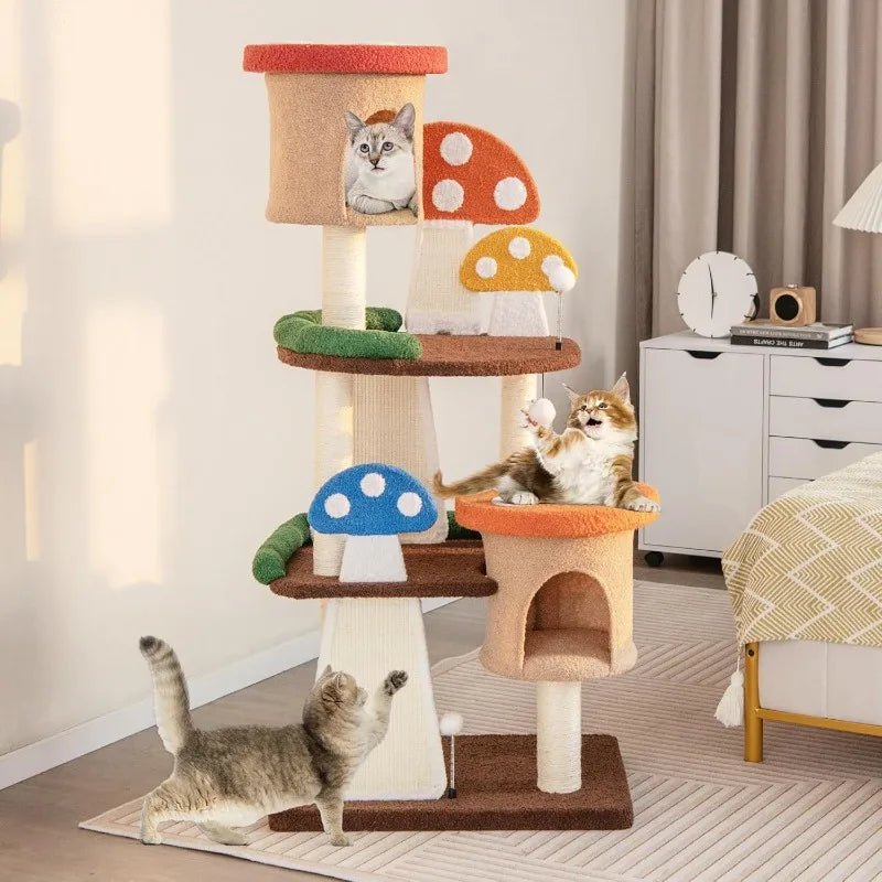 Multi-Level Mushroom Cute Cat Tree-Tower