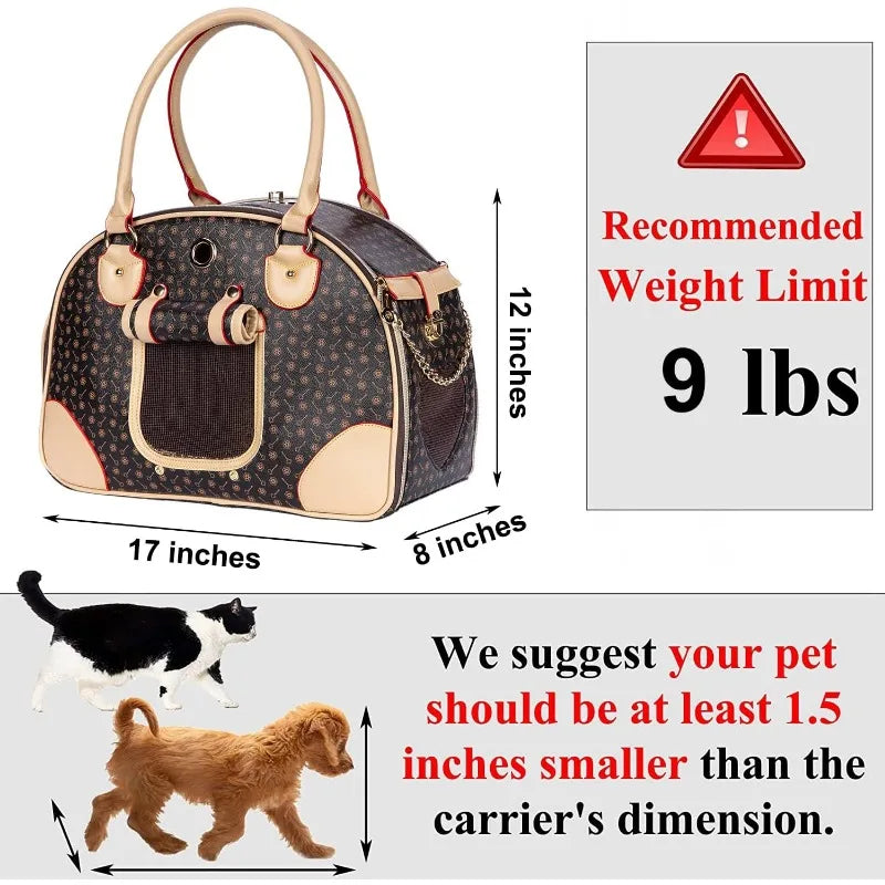 Luxury Small Pet Carrier, Waterproof Premium PU Leather