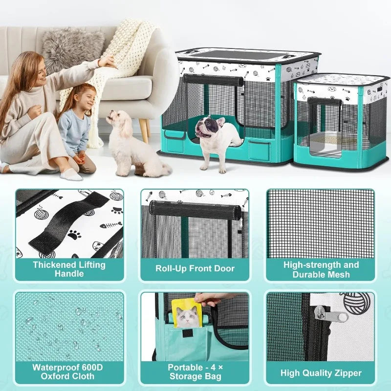 Kitten/Puppy Playpen, Collapsible Cats Enclosure Cages/Tent,