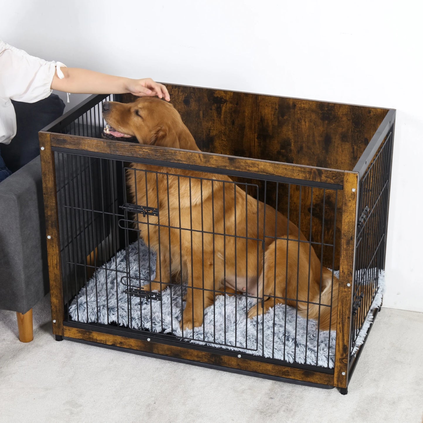 End Table Pet Kennel Crate Indoor Wooden Furniture Brown