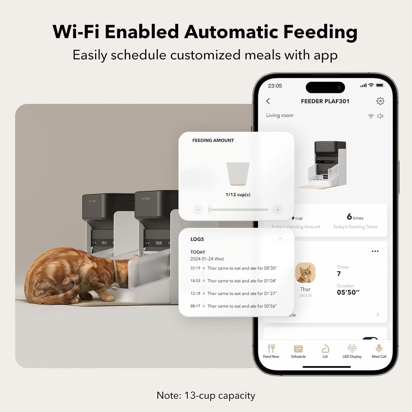 Cat Feeder, 5G Wi-Fi Automatic Pet Feeder, 3L Auto Cat Feeder App Control