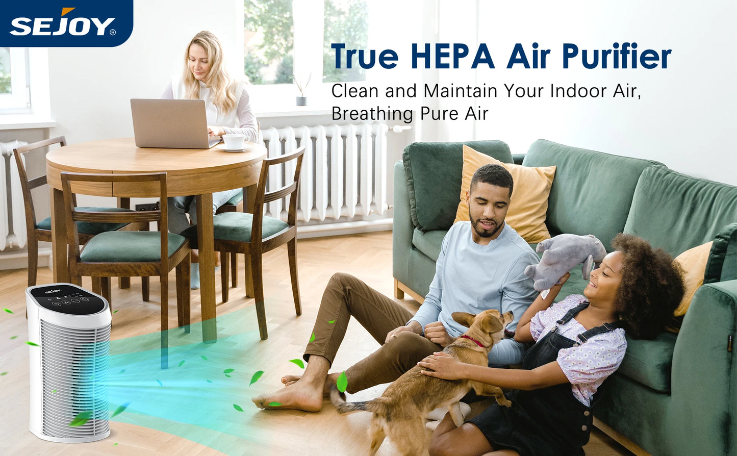 Sejoy Air Purifier HEPA Filter For Indoor 200 Square Feet