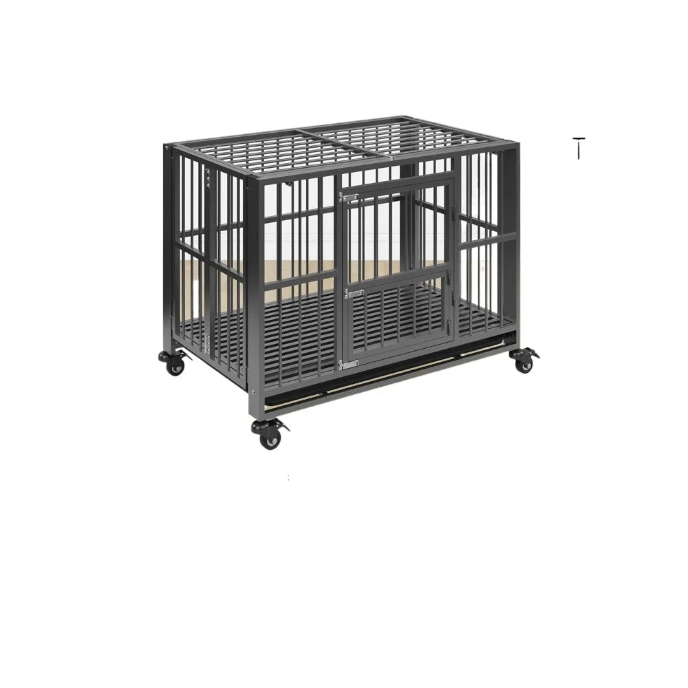 Heavy Duty Folding Dog Kennel, W/Lockable Wheels