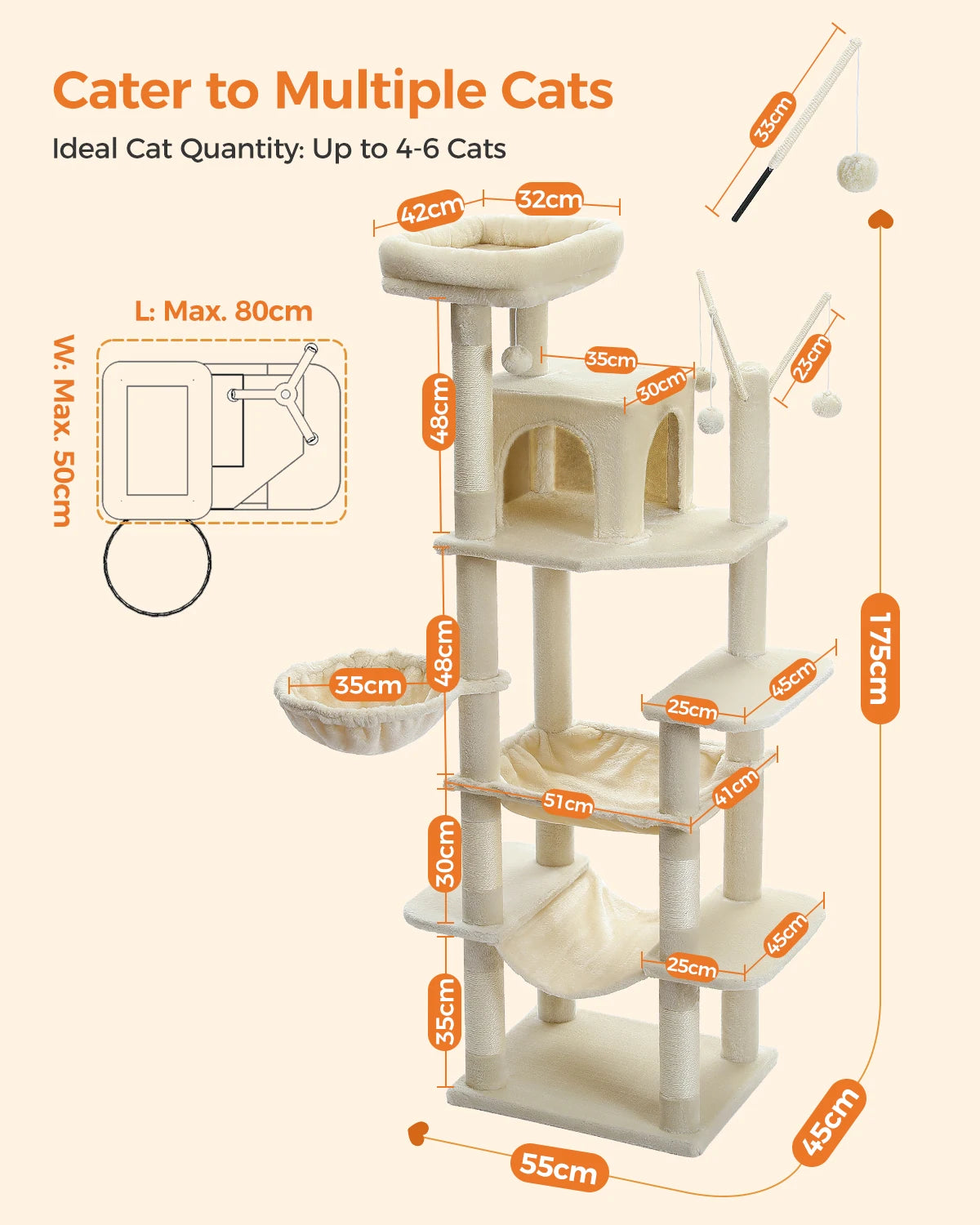 Indoor Large Cats Tall Cat Tower for Fat Cats