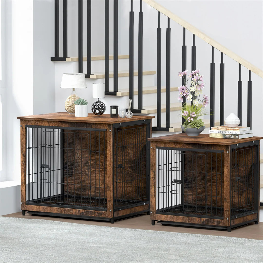 End Table Pet Kennel Crate Indoor Wooden Furniture Brown