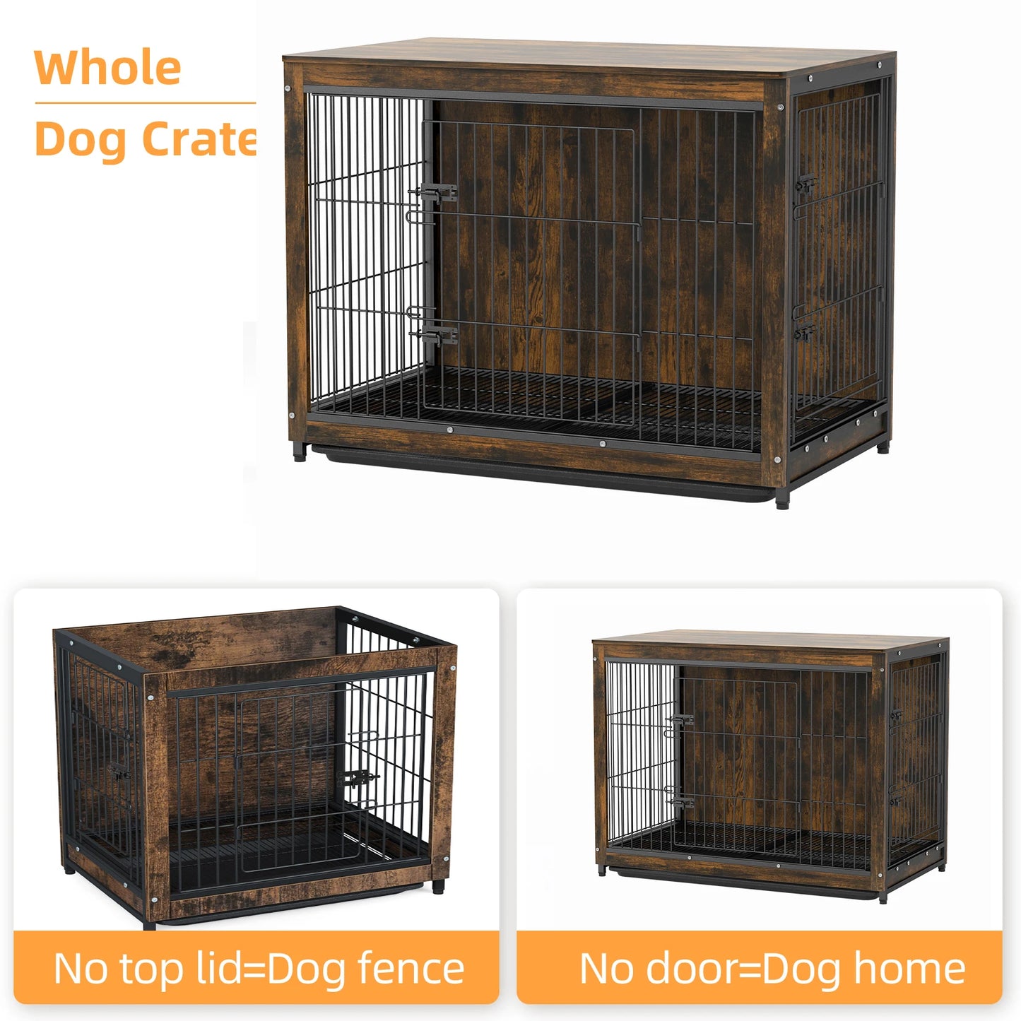 End Table Pet Kennel Crate Indoor Wooden Furniture Brown