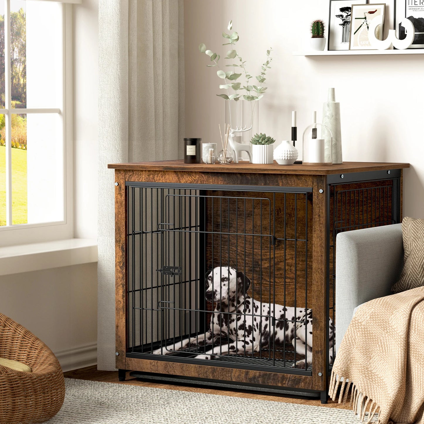 End Table Pet Kennel Crate Indoor Wooden Furniture Brown