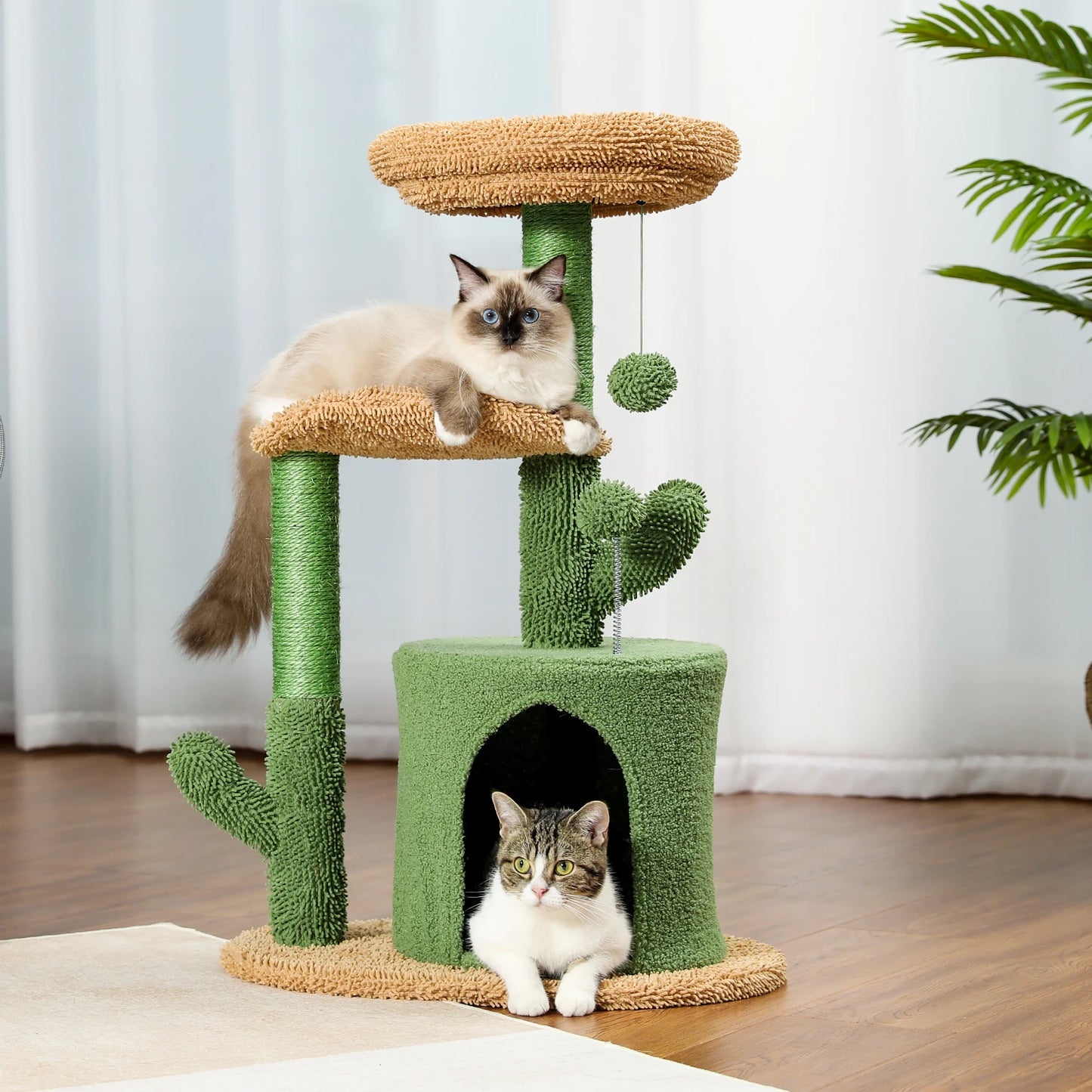 Festive Cat Scratching Post Cactus Tree Tower