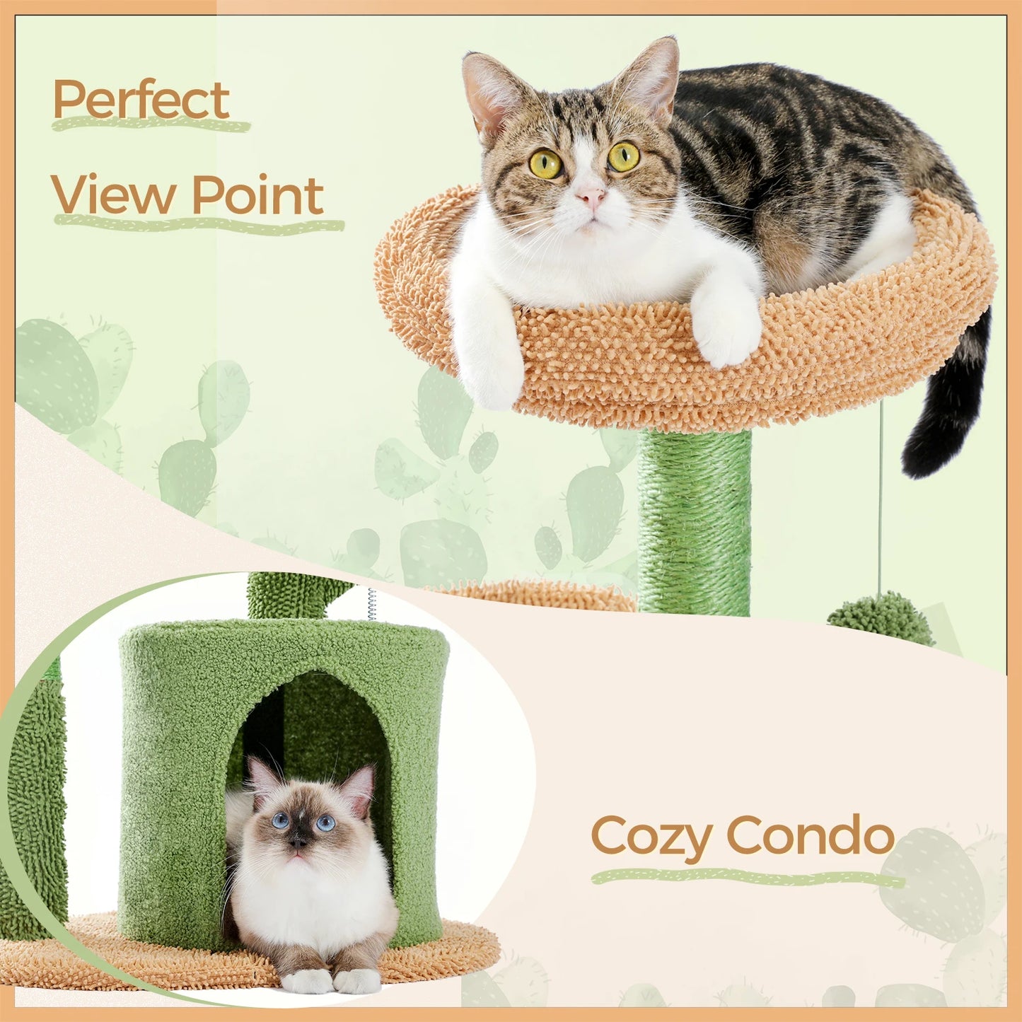 Festive Cat Scratching Post Cactus Tree Tower