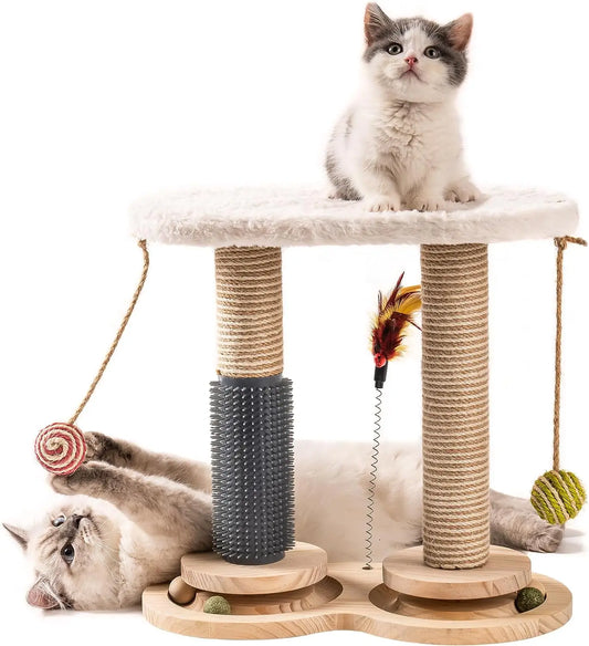 Scratching Post for Indoor Cats with Soft Rabbit Fleece Perch