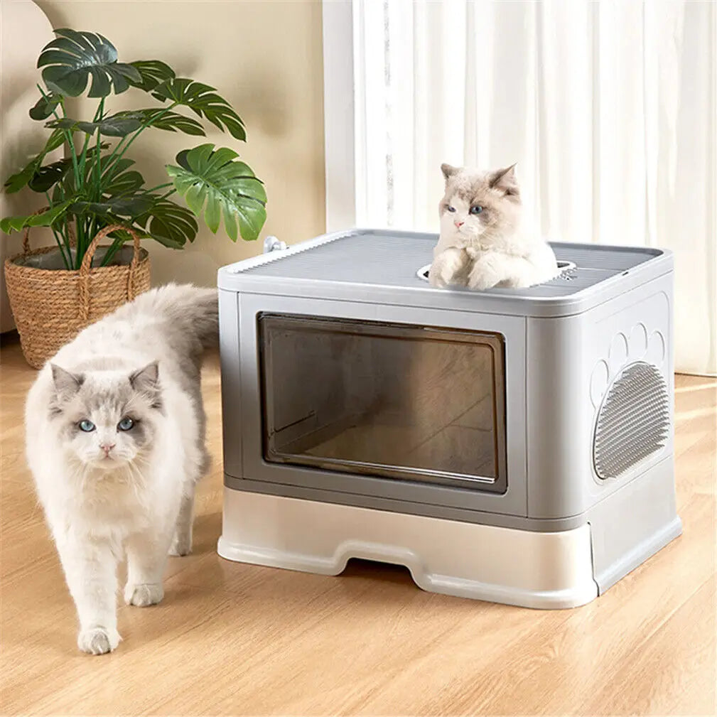 Foldable Cat Litter Box Front Entry & Top Exit