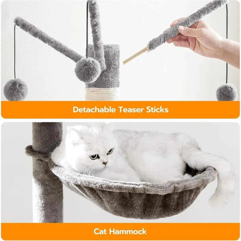 Cat Tree Tower with Litter Box Enclosure for Indoor Cats